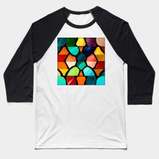 Abstract Colorful Stain Glass Mosaic Baseball T-Shirt